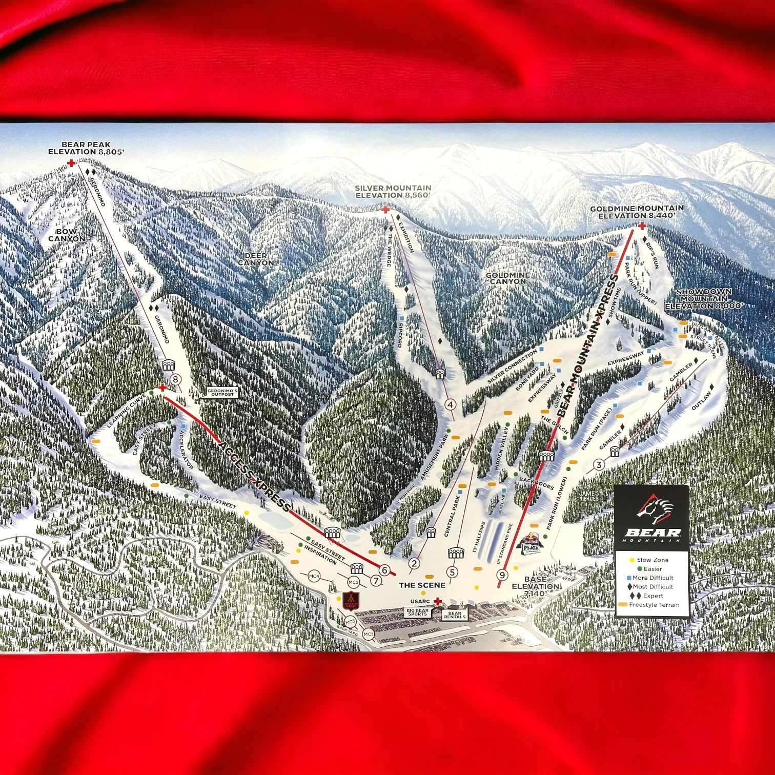 Bear Mountain winter trail maps poster